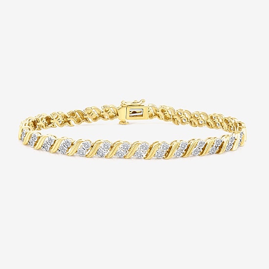 (I / I1-I2) Womens 1 CT. T.W. Lab Grown White Diamond Sterling Silver 7.25 Inch Tennis Bracelet