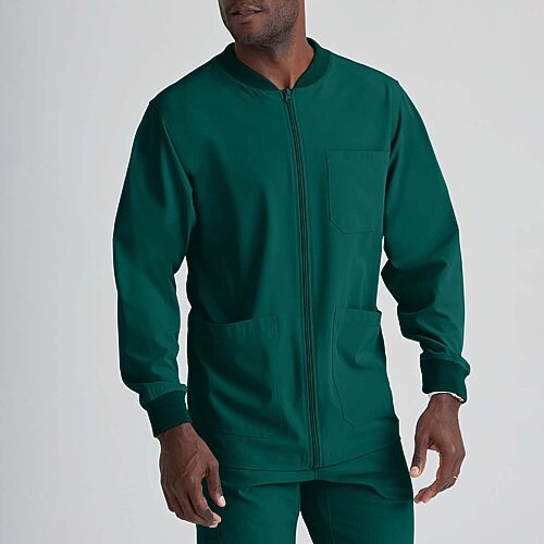 Skechers Sk0408 Structure 3-Pocket Crewneck Warm-Up Mens Big Tag Free Stretch Fabric Moisture Wicking Scrub Jackets, 4x-large, Green