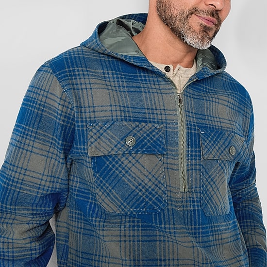 Victory Flannel Pullover Mens Hooded Midweight Shirt Jacket