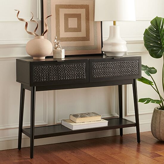 Safavieh Baisley Storage 2-Drawer Rattan Console Table