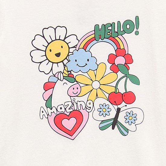 Okie Dokie Toddler & Little Girls U Neck Short Sleeve Regular Fit Graphic T-Shirt