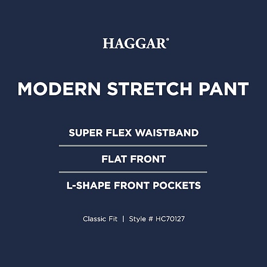 Haggar Modern Stretch Herringbone Mens Regular Fit Flat Front Pant