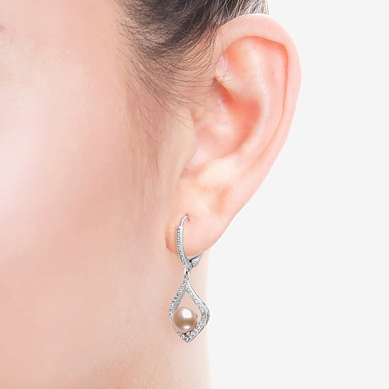 Cultured Freshwater Pearl Sterling Silver Drop Earrings