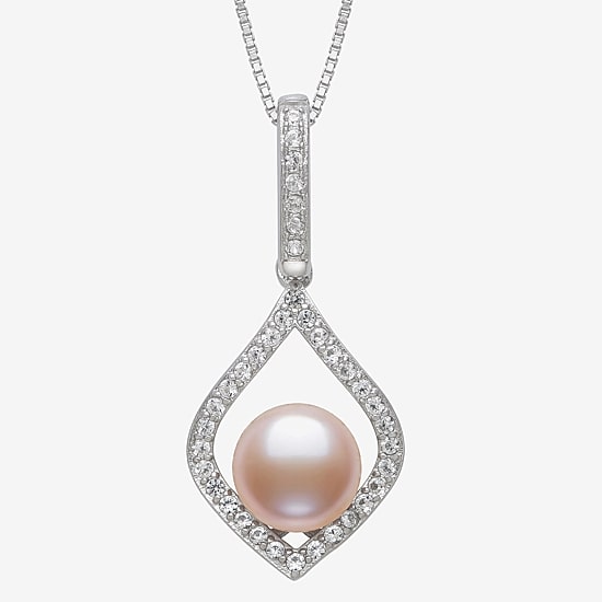 Cultured Freshwater Pearl Sterling Silver 18 Inch Pendant Necklace