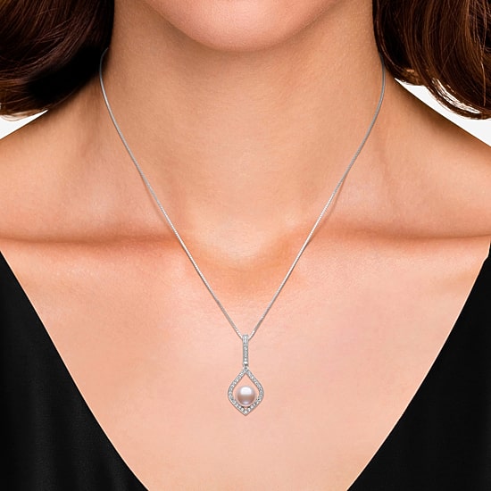 Cultured Freshwater Pearl Sterling Silver 18 Inch Pendant Necklace