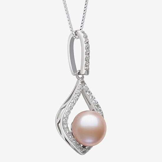 Cultured Freshwater Pearl Sterling Silver 18 Inch Pendant Necklace