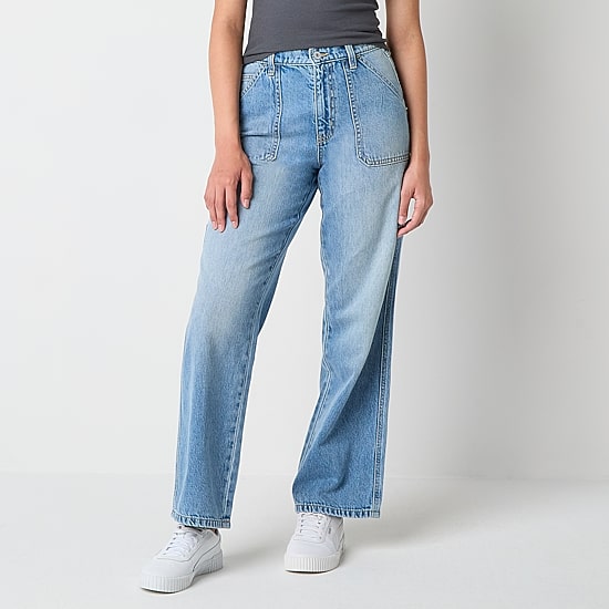 Arizona Womens Juniors Short Highest Rise Straight Leg Jean