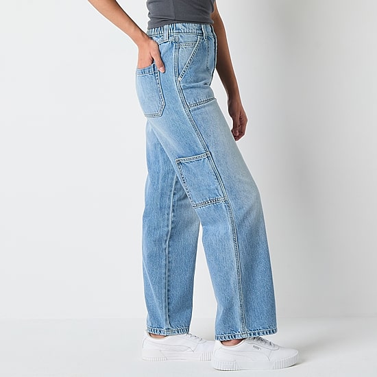 Arizona Womens Juniors Short Highest Rise Straight Leg Jean