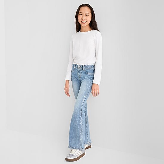 Vanilla Star Big Kid Girls Mid Rise Flare Leg Jean