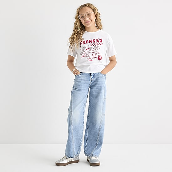 Thereabouts Little & Big Kid Girls Crew Neck Short Sleeve Boxy Fit Graphic T-Shirt