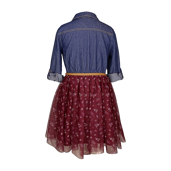 Lilt Little & Big Kid Girls Long Sleeve Midi Floral Shirt Dress