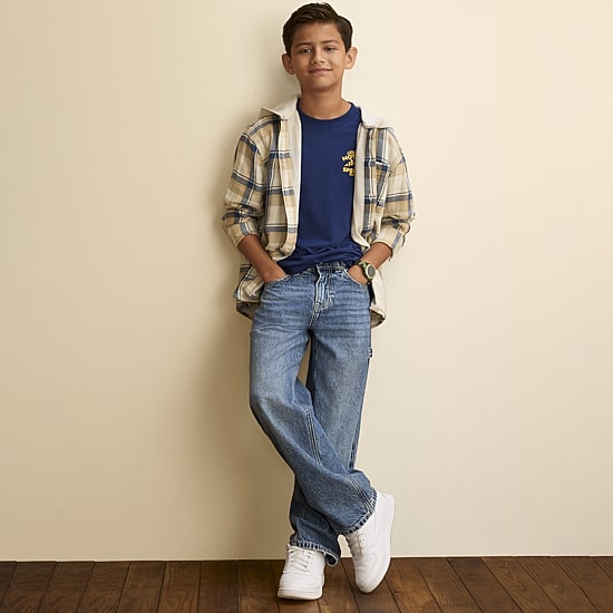 Thereabouts Little & Big Kid Boys Hooded Long Sleeve Cuffed Regular Fit Button-Down Shirt