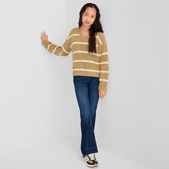 Thereabouts Little & Big Kid Girls V Neck Long Sleeve Pullover Sweater