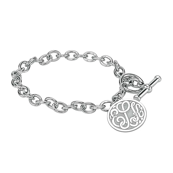 Personalized Sterling Silver 20mm Monogram Charm Bracelet