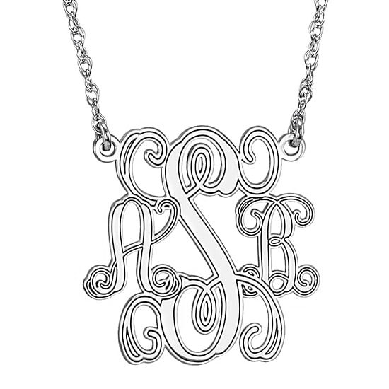 Personalized Personalized Sterling Silver 25mm Monogram Necklace