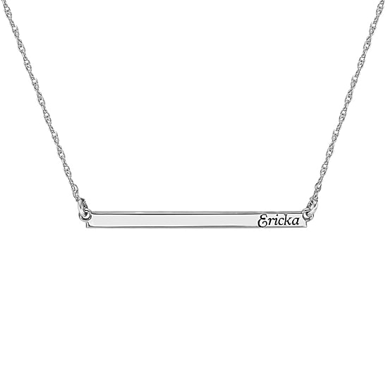 Personalized 14K Gold Over Sterling Silver Name Bar Necklace