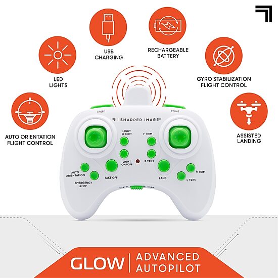 Sharper Image 2.4GHz RC Glow Up Stunt Drone with LED Lights