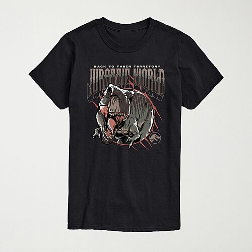 Mens Crew Neck Short Sleeve Regular Fit Jurassic World Big and Tall Graphic T-Shirt, Large Tall, Black