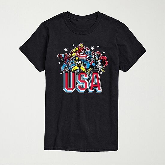 Mens Crew Neck Short Sleeve Regular Fit Marvel Big and Tall Graphic T-Shirt