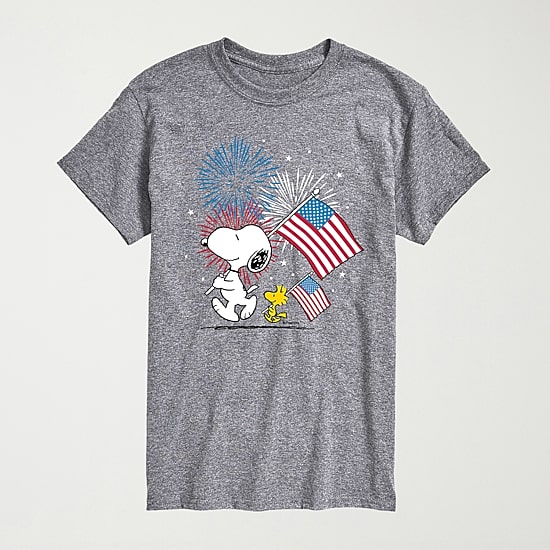 Mens Crew Neck Short Sleeve Regular Fit Peanuts Snoopy Big and Tall Graphic T-Shirt