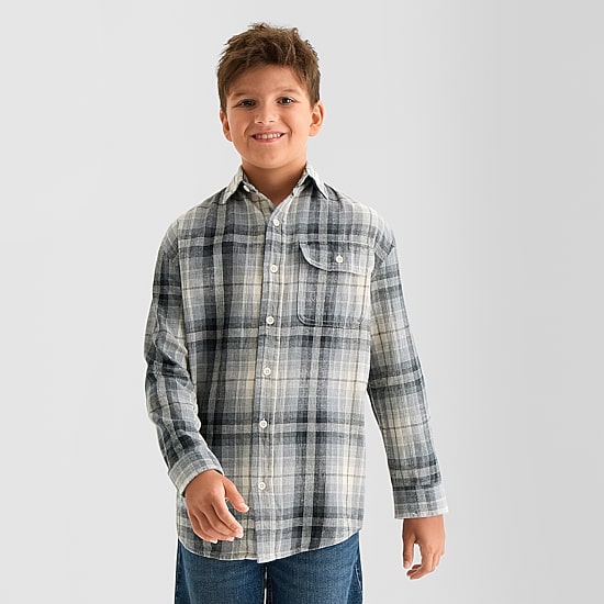 Thereabouts Little & Big Kid Boys Long Sleeve Regular Fit Flannel Shirt