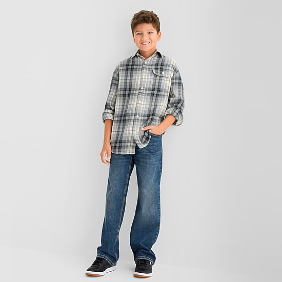 Thereabouts Little & Big Kid Boys Long Sleeve Regular Fit Flannel Shirt