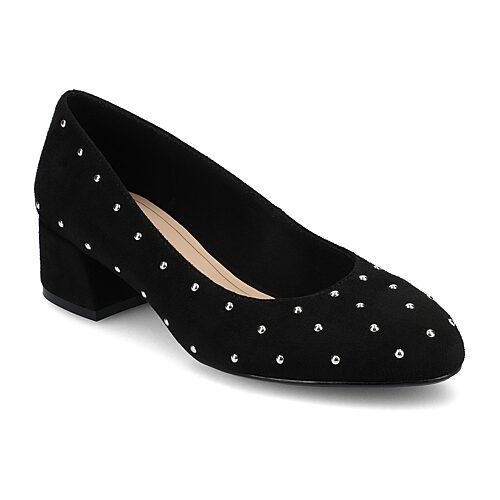 Journee Collection Saarii Womens Round Closed Toe Block Heel Pumps, 10 Medium, Black