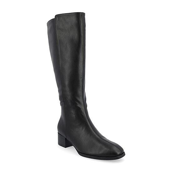 Journee Collection Womens Devri-Xwc Extra Wide Calf Stacked Heel Dress Boots