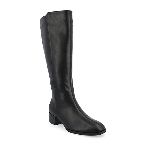 Journee Collection Womens Devri-Wc Wide Calf Stacked Heel Dress Boots, 7 Medium, Black