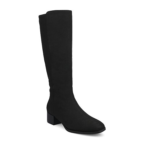 Journee Collection Womens Devri-Wc Wide Calf Stacked Heel Dress Boots, 7 Medium, Black
