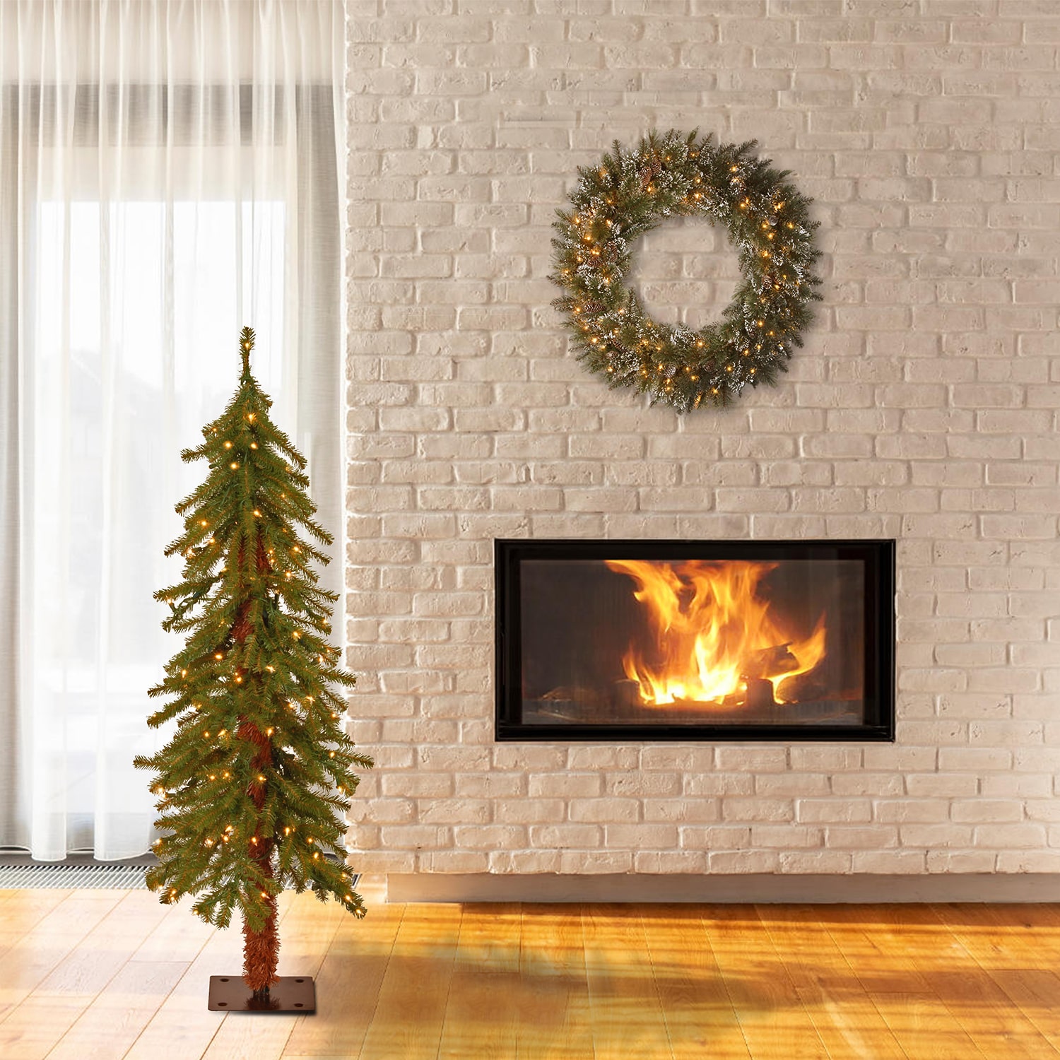National Tree Co. Hickory Cedar 4 Foot Pre-Lit Cedar Christmas Tree
