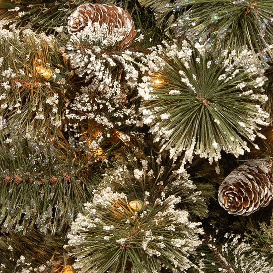 National Tree Co. Glittery Bristle Pine 3 Foot Pre-Lit Flocked Pine Christmas Tree