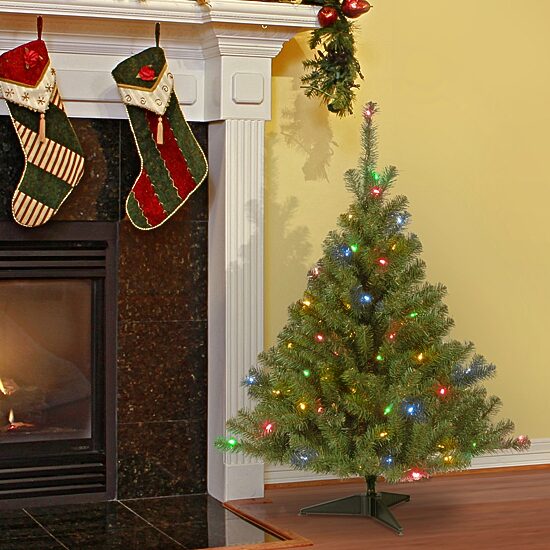 National Tree Co. Kincaid Spruce 4 Foot Pre-Lit Spruce Christmas Tree
