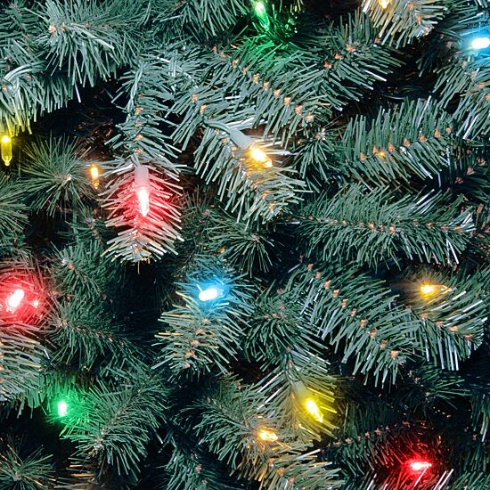 National Tree Co 7.5 Feet North Valley Spruce Blue Hinged Pre-Lit Christmas Tree
