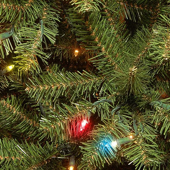 National Tree Co. Aspen Spruce Hinged 7 Foot Pre-Lit Spruce Christmas Tree