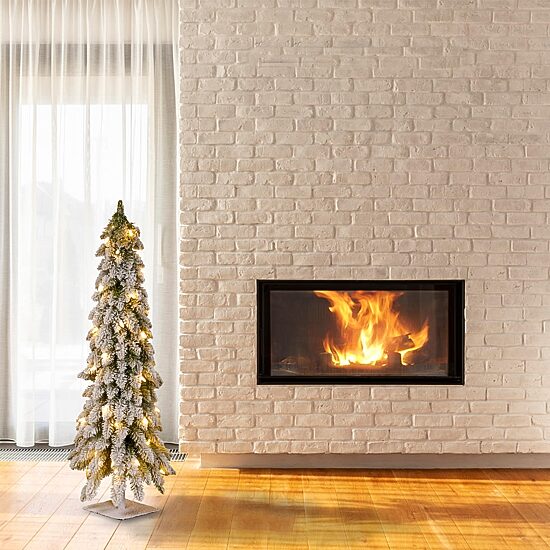 National Tree Co. Snowy Downswept 3 Foot Pre-Lit Flocked Christmas Tree