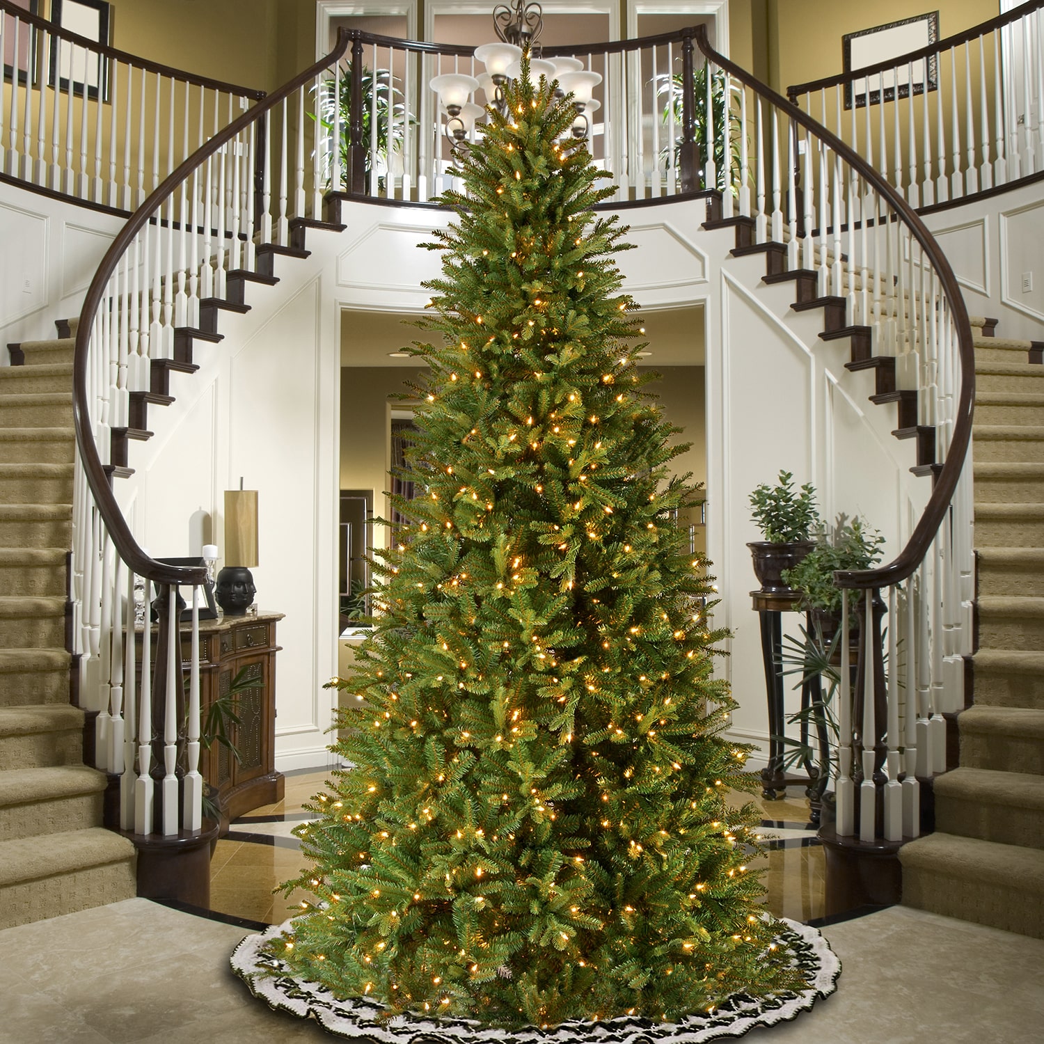 National Tree Co. Tiffany Fir Slim 12 Foot Pre-Lit Fir Christmas Tree