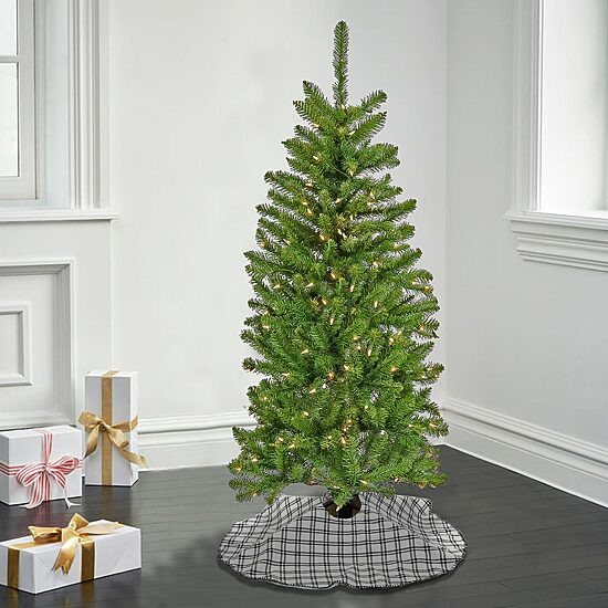 National Tree Co. Kingswood Fir Hinged Pencil 4 1/2 Foot Pre-Lit Fir Christmas Tree