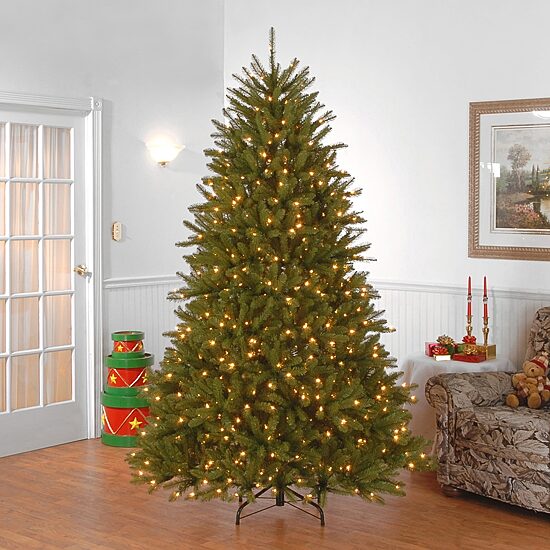 National Tree Co. Dunhill Fir Hinged 7 Foot Pre-Lit Fir Christmas Tree