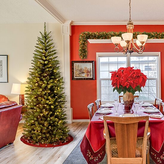 National Tree Co. Kingswood Fir Hinged Pencil 6 1/2 Foot Pre-Lit Fir Christmas Tree