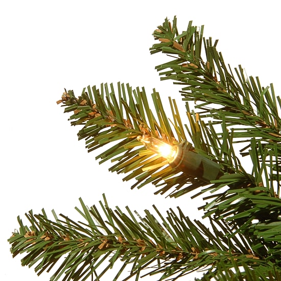 National Tree Co. Kingswood Fir Hinged Pencil 7 1/2 Foot Pre-Lit Fir Christmas Tree