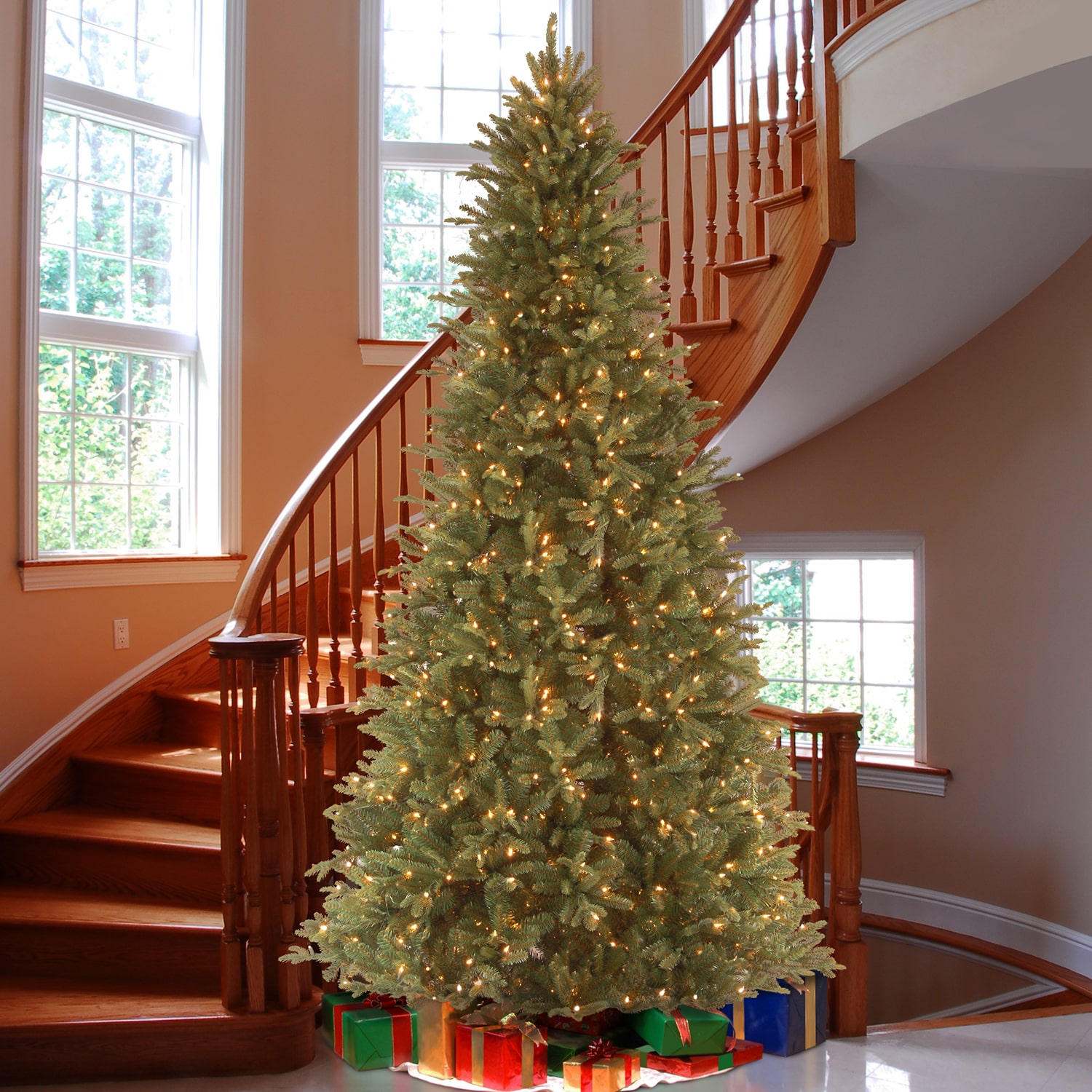 National Tree Co. Tiffany Fir Slim Foot Pre-Lit Fir Christmas Tree