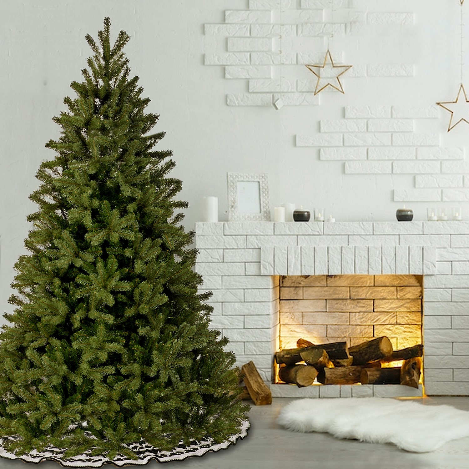 National Tree Co. Feel-Real Downswept Douglas Fir Hinged 7 Foot Fir Christmas Tree
