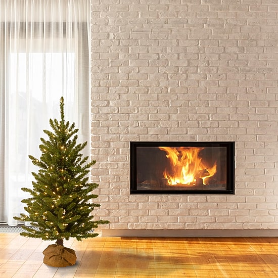 National Tree Co. Kensington Burlap 4 Foot Pre-Lit Christmas Tree