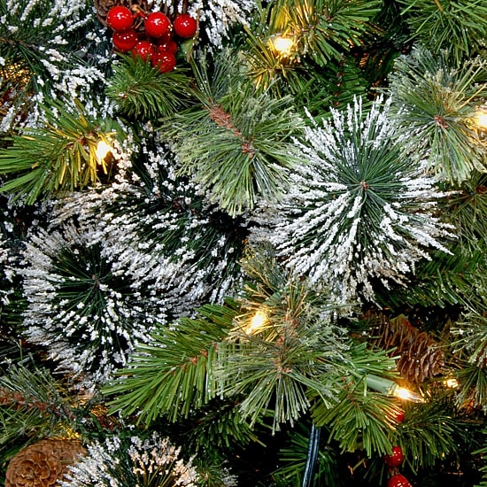 National Tree Co. Wintry Pine 7 1/2 Foot Pre-Lit Flocked Pine Christmas Tree