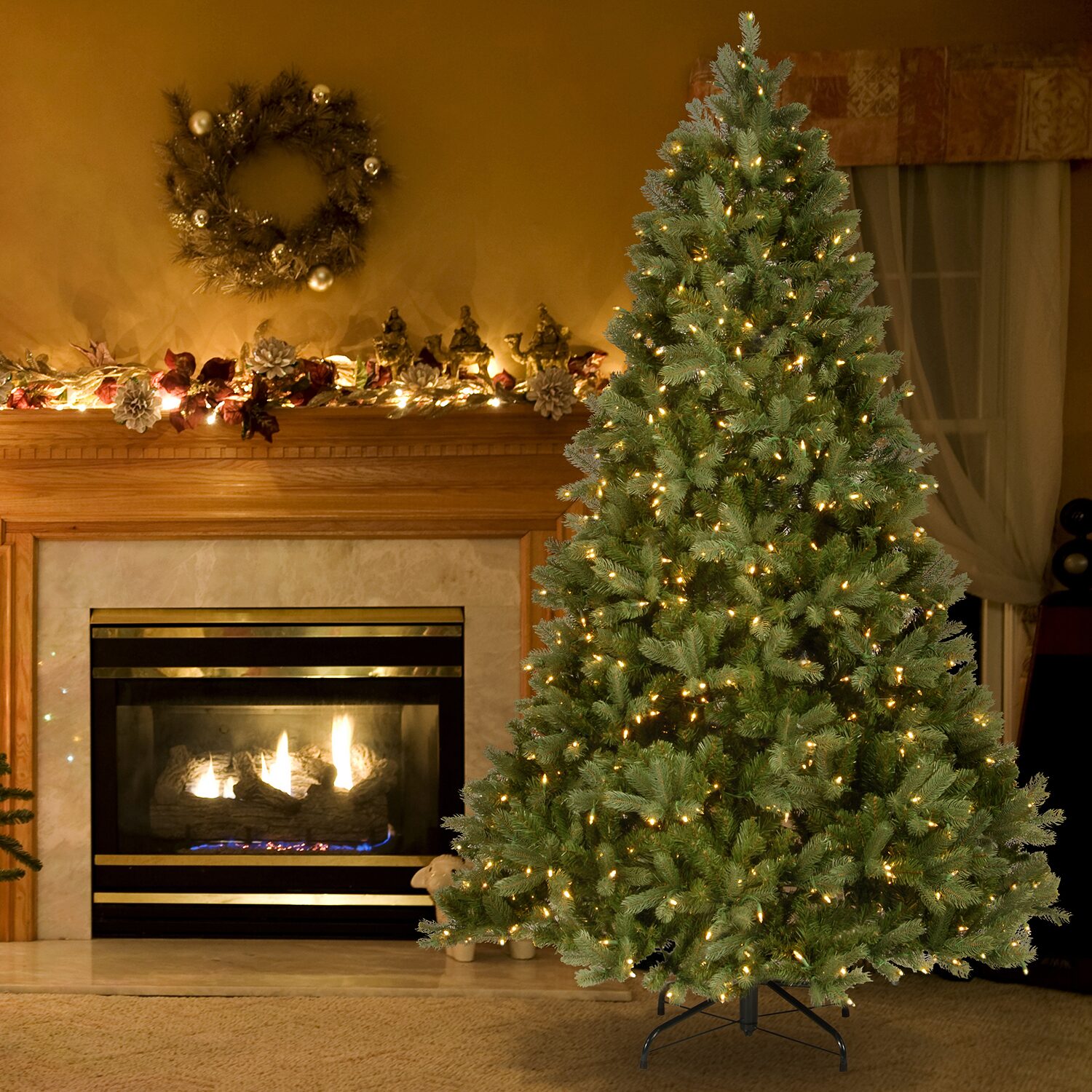 National Tree Co. Downswept Douglas Fir Hinged 6 1/2 Foot Pre-Lit Fir Christmas Tree