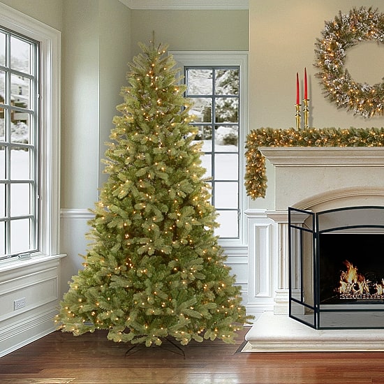 National Tree Co. Downswept Douglas Fir Hinged 7 1/2 Foot Pre-Lit Fir Christmas Tree