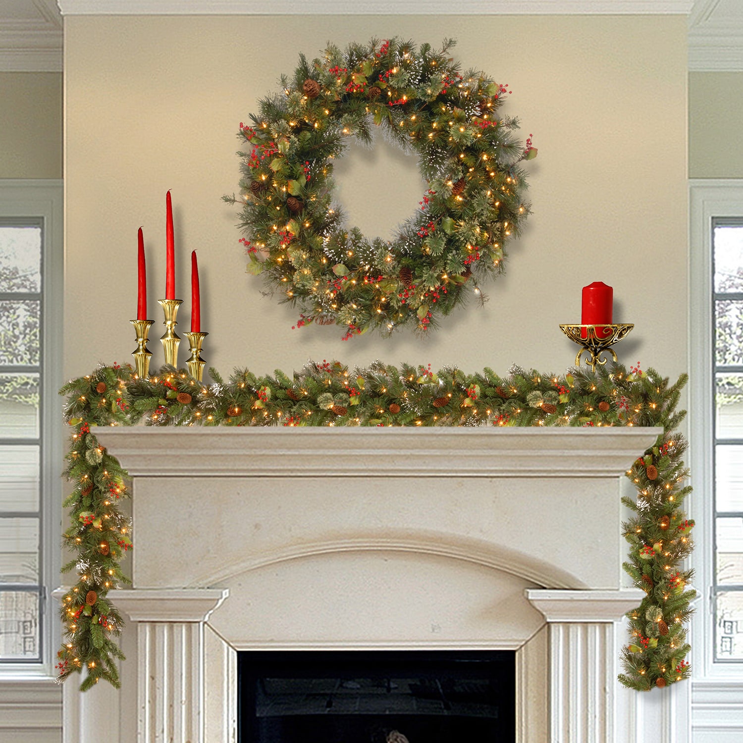 National Tree Co. Snowflakes Wintry Pine Wreath