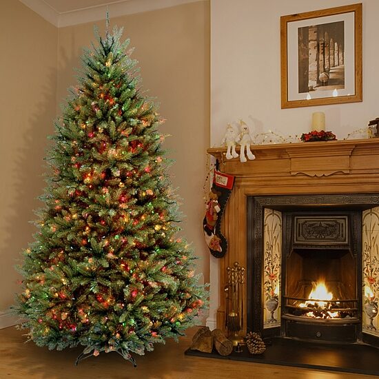 National Tree Co. Dunhill Fir Hinged 6 1/2 Foot Pre-Lit Fir Christmas Tree