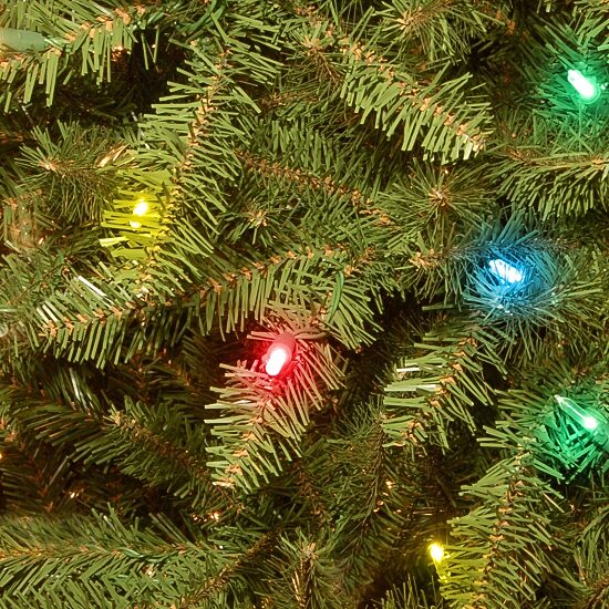 National Tree Co. Dunhill Fir Hinged 6 1/2 Foot Pre-Lit Fir Christmas Tree